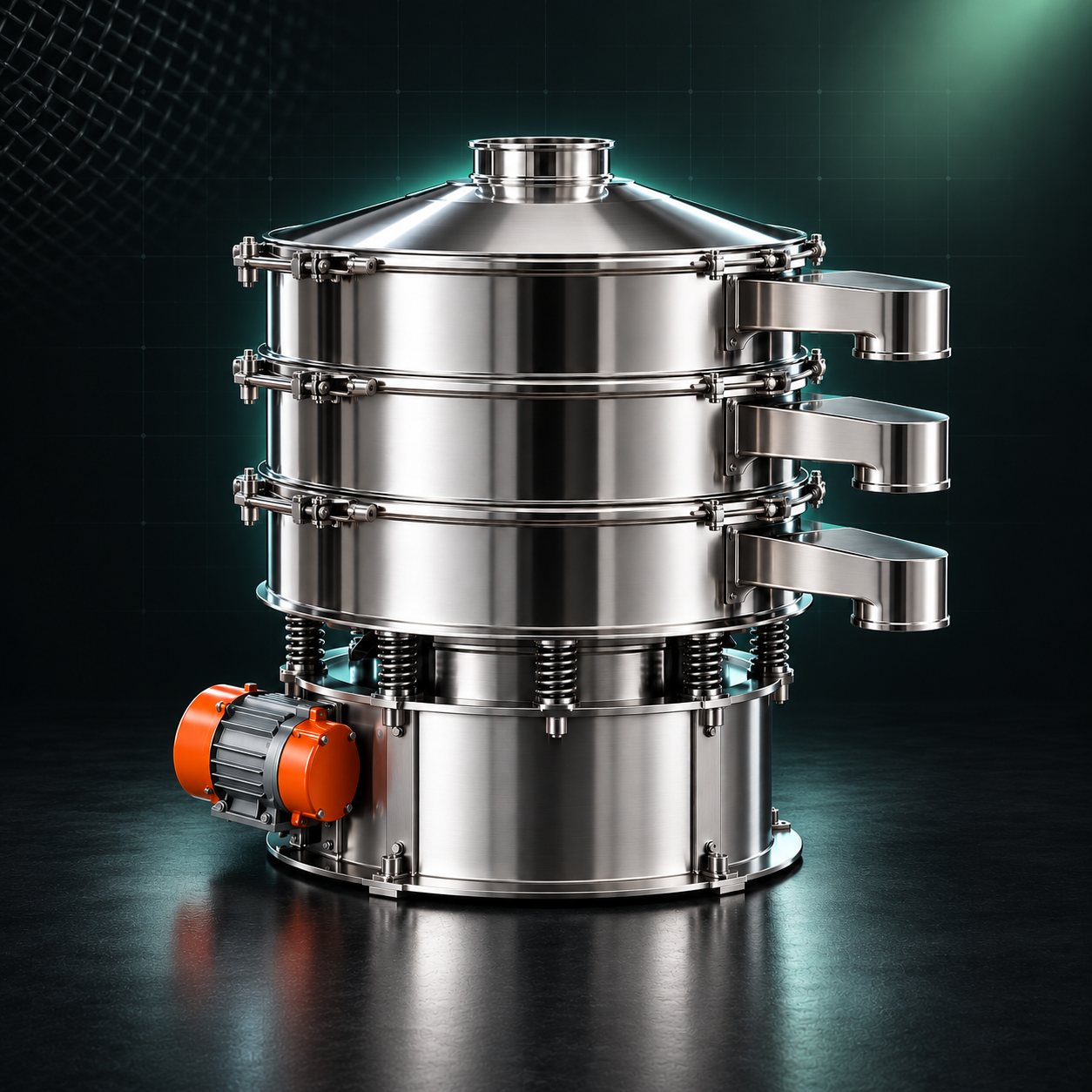 XZS Rotary Vibrating Sieve — studio render, full machine